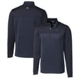 thumbnail image 1 of Men's Cutter & Buck Navy Georgetown Hoyas Traverse Stripe Quarter-Zip Pullover Top, 1 of 3