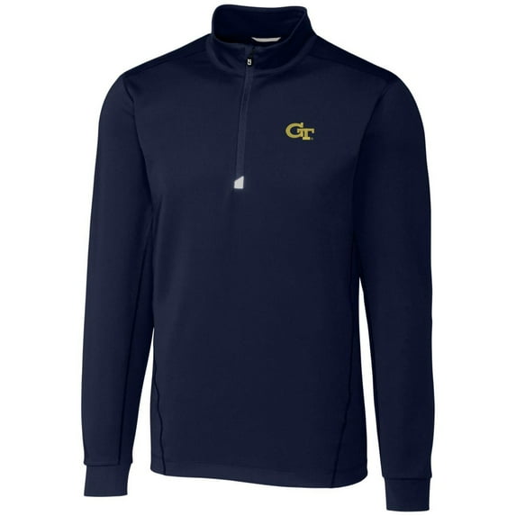 Men's Cutter & Buck Navy Georgia Tech Yellow Jackets Big & Tall Traverse Half-Zip Jacket