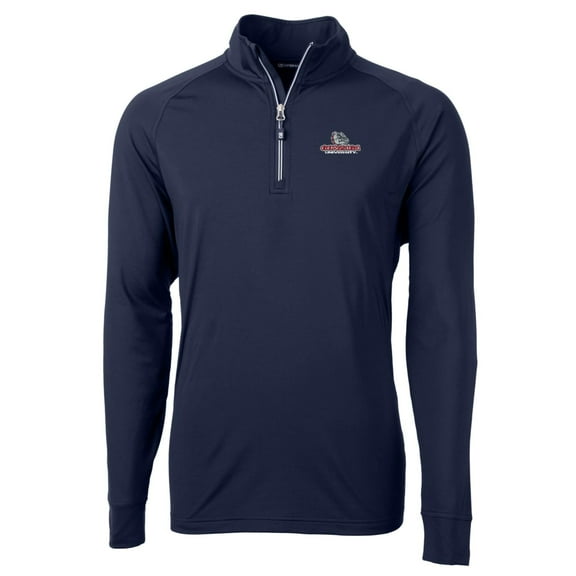 Men's Cutter & Buck Navy Gonzaga Bulldogs Big & Tall Adapt Eco Knit Quarter-Zip Pullover Jacket
