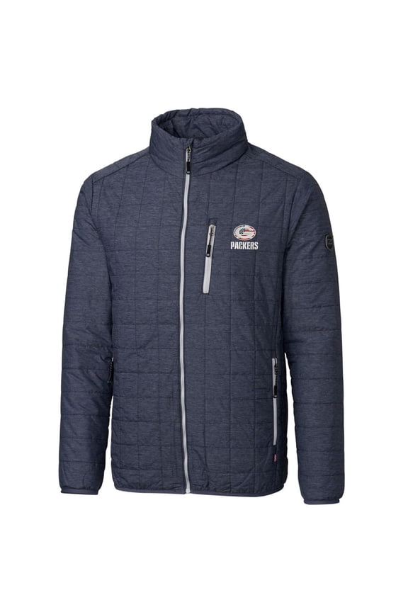 Men's Cutter & Buck Navy Green Bay Packers Americana Rainier Full-Zip Jacket