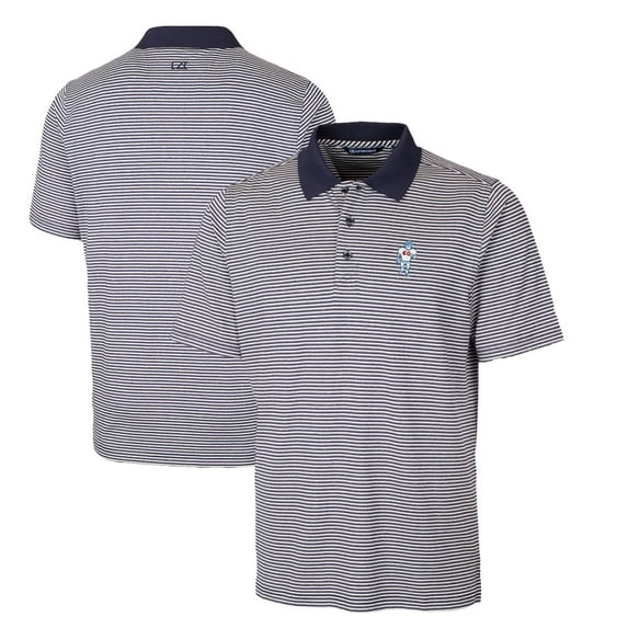 Men's Cutter & Buck Navy Houston Oilers Throwback Logo Forge Tonal Stripe Stretch Polo