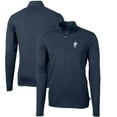 thumbnail image 1 of Men's Cutter & Buck Navy Houston Oilers Throwback Logo Virtue Eco Pique Recycled Quarter-Zip Big & Tall Pullover Top, 1 of 3