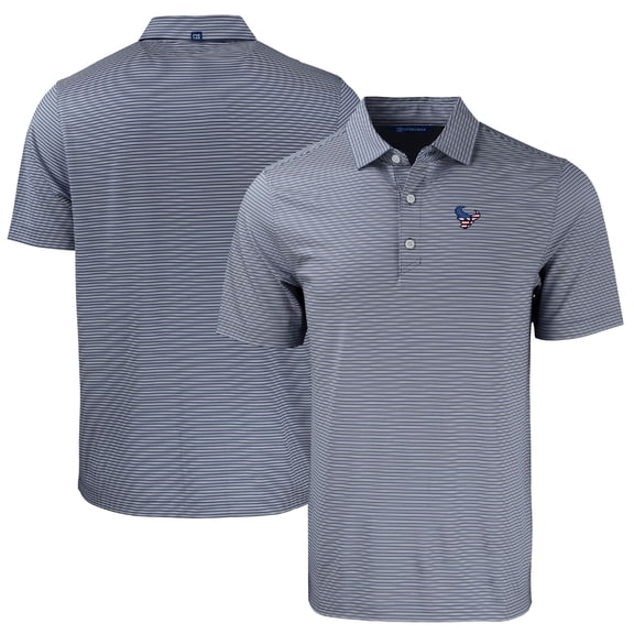 Men's Cutter & Buck Navy Houston Texans  Americana Forge Eco Double Stripe Stretch Recycled Polo