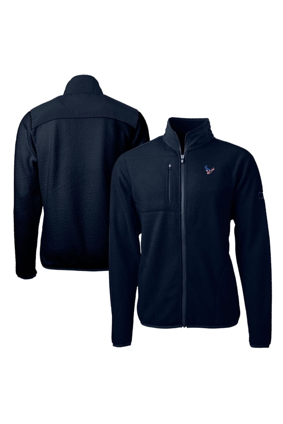 Men's Cutter & Buck Navy Houston Texans Big & Tall Team Cascade Eco Sherpa Fleece Full-Zip Jacket