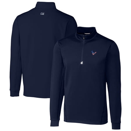 Men's Cutter & Buck Navy Houston Texans Big & Tall Traverse Stretch Quarter-Zip Pullover Top
