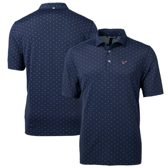 Men's Cutter & Buck Navy Houston Texans Big & Tall Virtue Eco Pique Tile Print Recycled Polo