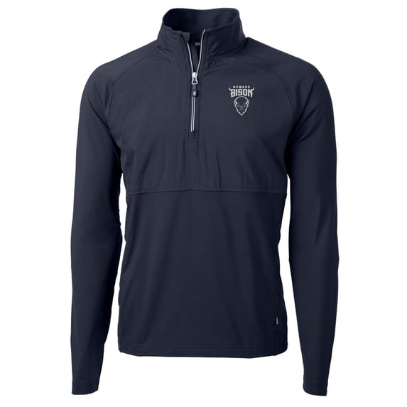 Men's Cutter & Buck Navy Howard Bison Adapt Eco Knit Hybrid Recycled Quarter-Zip Pullover Top