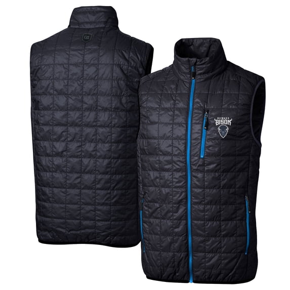 Men's Cutter & Buck Navy Howard Bison Rainier PrimaLoft Eco Insulated Full-Zip Puffer Vest
