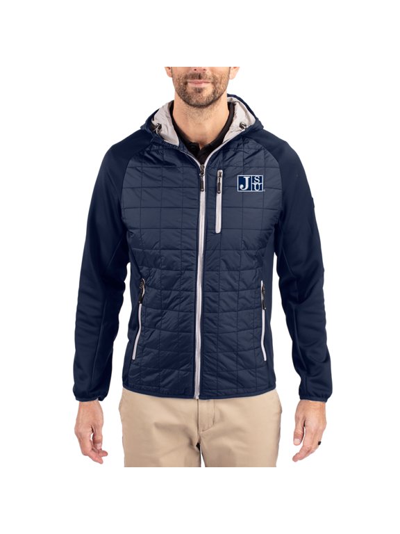 Men's-Cutter & Buck Navy Jackson State Tigers Rainier Eco Hybrid PrimaLoft Raglan Full-Zip Jacket