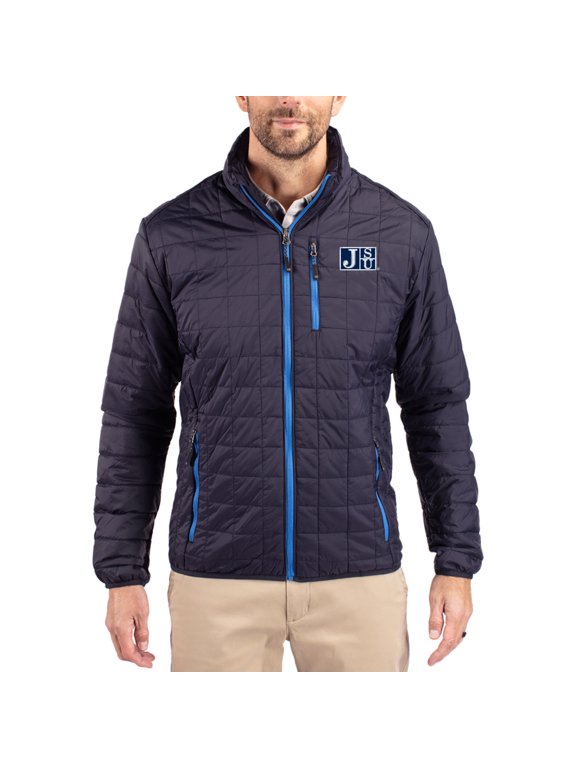Men's-Cutter & Buck Navy Jackson State Tigers Rainier Eco Insulated PrimaLoft Full-Zip Puffer Jacket