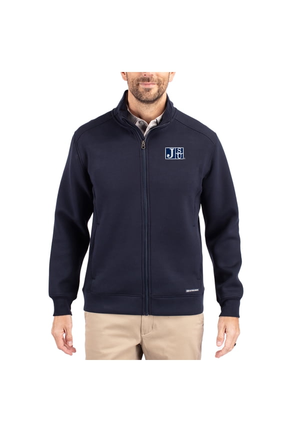Men's-Cutter & Buck  Navy Jackson State Tigers Roam Eco Recycled Full-Zip Jacket
