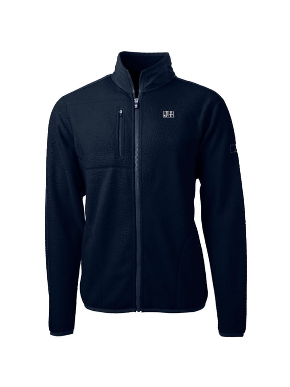 Men's Cutter & Buck Navy Jackson State Tigers Team Logo Cascade Eco Sherpa Fleece Full-Zip Jacket