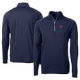 thumbnail image 1 of Men's Cutter & Buck  Navy Jacksonville Jumbo Shrimp Adapt Eco Knit Stretch Recycled Big & Tall Quarter-Zip Pullover Top, 1 of 3