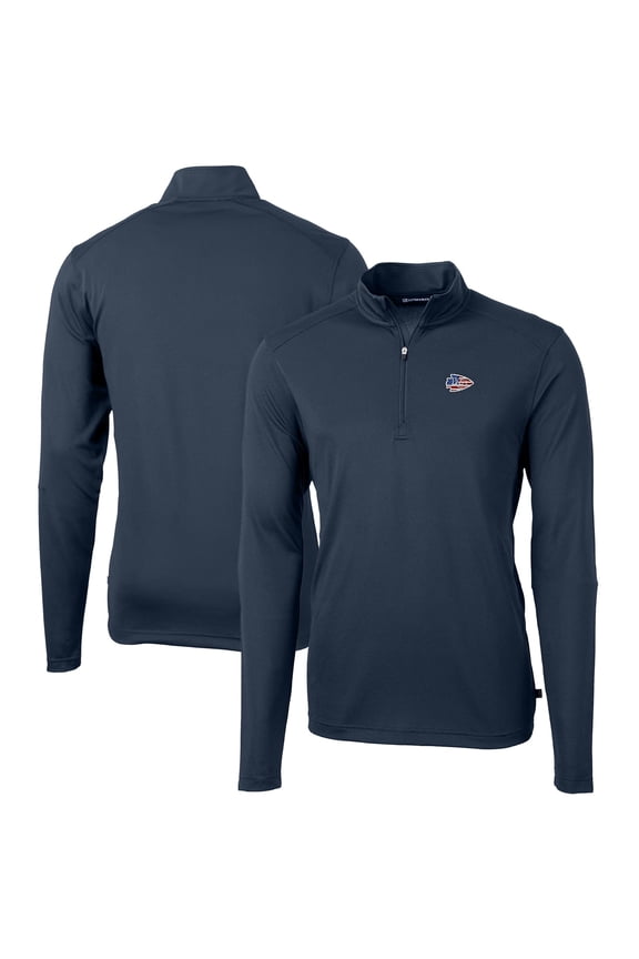 Men's Cutter & Buck Navy Kansas City Chiefs Big & Tall Virtue Eco Pique Recycled Quarter-Zip Jacket