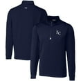 thumbnail image 1 of Men's Cutter & Buck  Navy Kansas City Royals Big & Tall Traverse Stretch Quarter-Zip Pullover Top, 1 of 3
