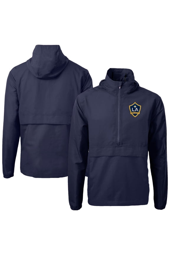 Men's-Cutter & Buck Navy LA Galaxy Charter Eco Recycled Full-Zip Anorak Jacket