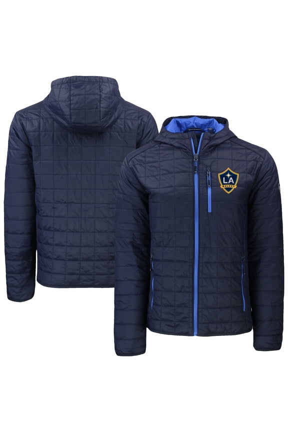 Men's Cutter & Buck Navy LA Galaxy Rainier PrimaLoft- Eco Full-Zip Hoodie Jacket