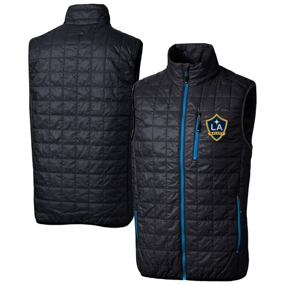 Men's-Cutter & Buck Navy LA Galaxy Rainier PrimaLoft Eco Insulated Full-Zip Puffer Vest