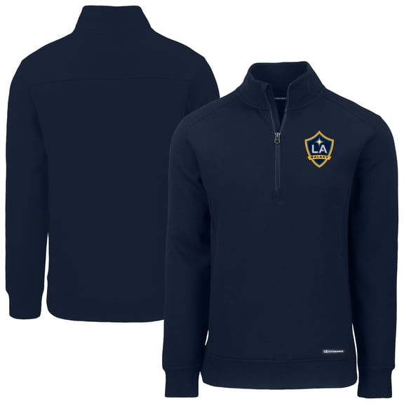 Men's-Cutter & Buck  Navy LA Galaxy Roam Eco Recycled Quarter-Zip Pullover Top