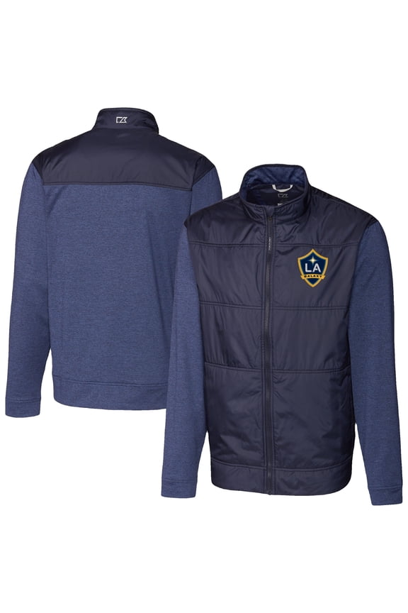 Men's Cutter & Buck  Navy LA Galaxy Stealth Hybrid Quilted Full-Zip Windbreaker Jacket