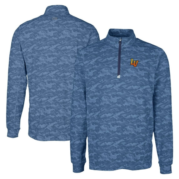 Men's Cutter & Buck Navy Las Vegas Aviators Big & Tall Traverse Camo Print Stretch Quarter-Zip Pullover Top