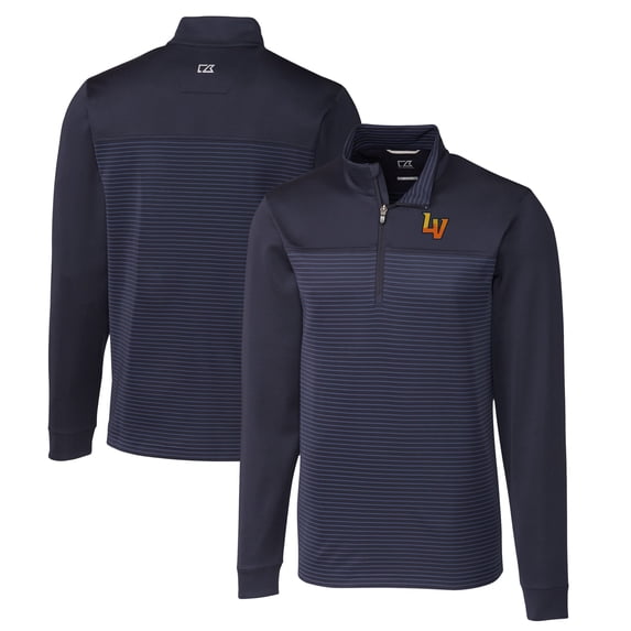 Men's Cutter & Buck Navy Las Vegas Aviators Traverse Stripe Stretch Quarter-Zip Pullover Top