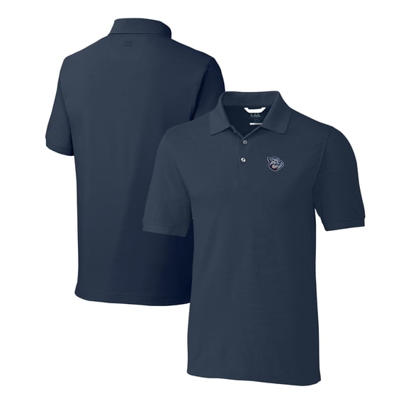 Men's Cutter & Buck Navy Lehigh Valley IronPigs DryTec Advantage Tri-Blend Pique Polo