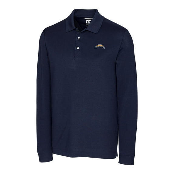 Men's Cutter & Buck Navy Los Angeles Chargers Advantage Long Sleeve Polo