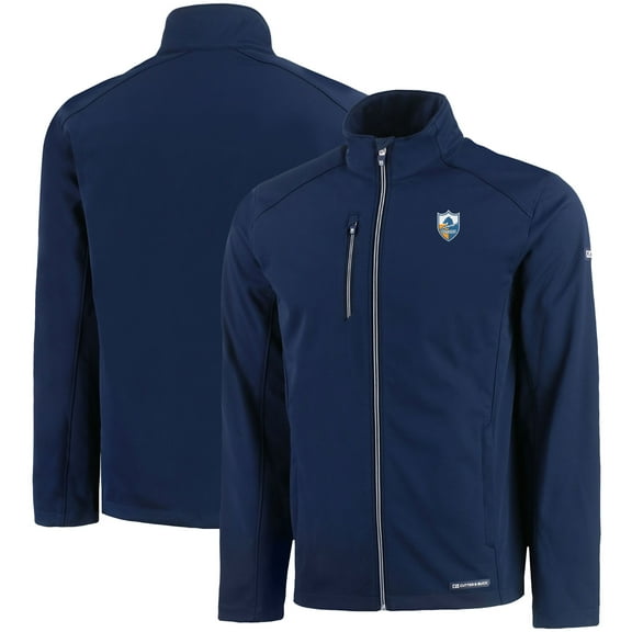 Men's Cutter & Buck Navy Los Angeles Chargers Evoke Eco Softshell Recycled Full-Zip Jacket