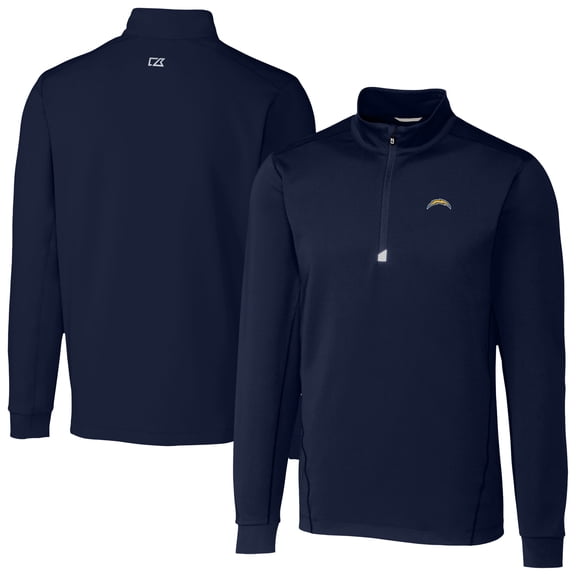 Men's Cutter & Buck  Navy Los Angeles Chargers Traverse Stretch Quarter-Zip Top