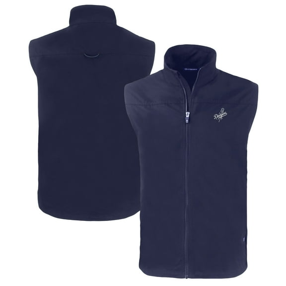 Men's Cutter & Buck Navy Los Angeles Dodgers Big & Tall Charter Eco Full-Zip Vest