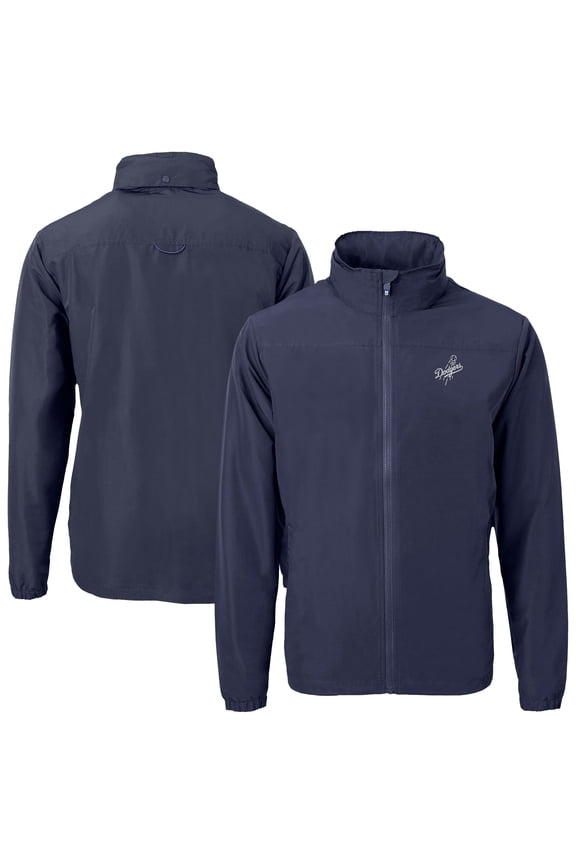 Men's Cutter & Buck Navy Los Angeles Dodgers Charter Eco Recycled Full-Zip Hoodie Jacket