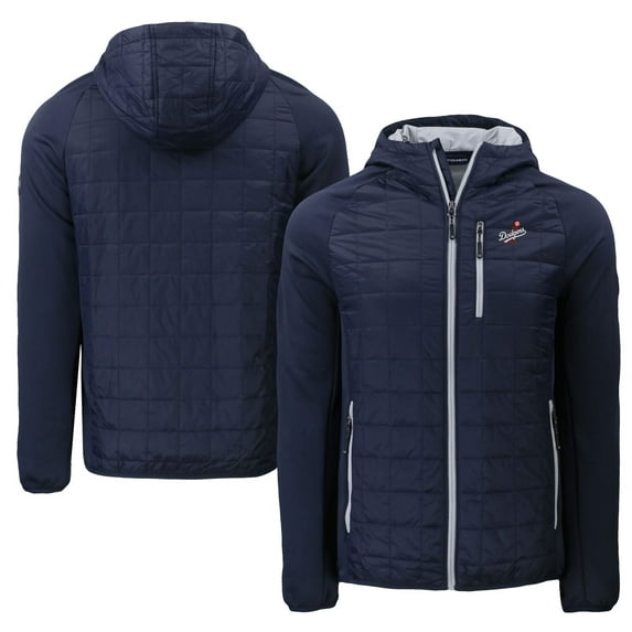 Men's Cutter & Buck Navy Los Angeles Dodgers Cooperstown Collection Rainier Primaloft Eco Full-Zip Hybrid Jacket