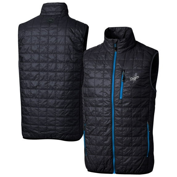 Men's Cutter & Buck Navy Los Angeles Dodgers Rainier PrimaLoft- Eco Insulated Full-Zip Puffer Vest