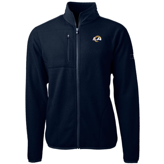 Men's Cutter & Buck Navy Los Angeles Rams Big & Tall Cascade Eco Sherpa Fleece Full-Zip Jacket