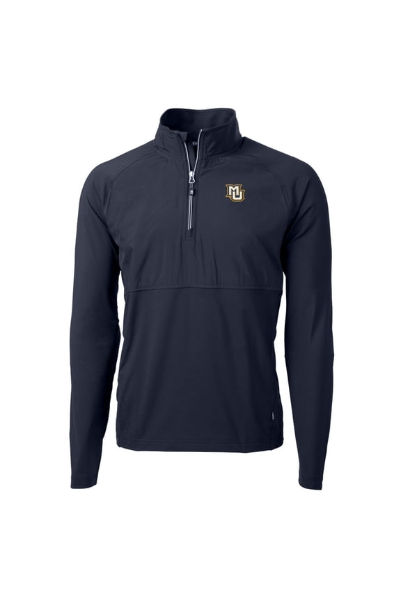 Men's Cutter & Buck Navy Marquette Golden Eagles Adapt Eco Knit Hybrid Recycled Quarter-Zip Pullover Top