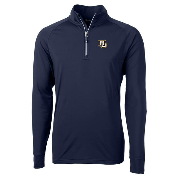 Men's Cutter & Buck Navy Marquette Golden Eagles Big & Tall Adapt Eco Knit Quarter-Zip Pullover Jacket