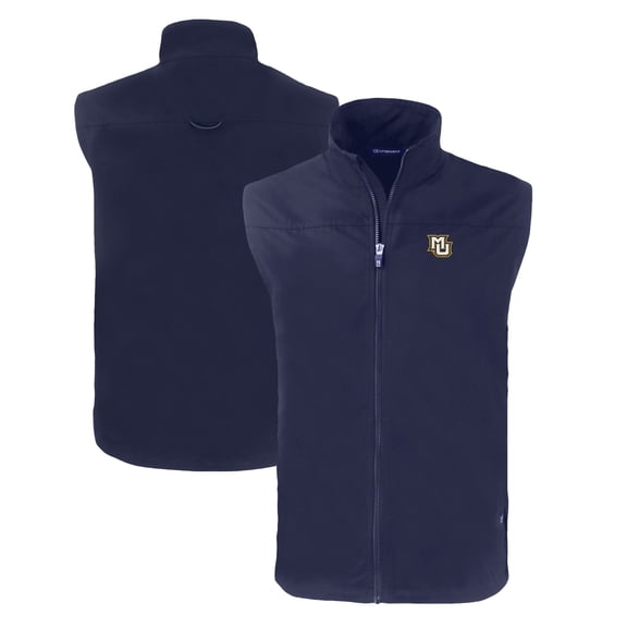 Men's Cutter & Buck Navy Marquette Golden Eagles Charter Eco Recycled Full-Zip Vest