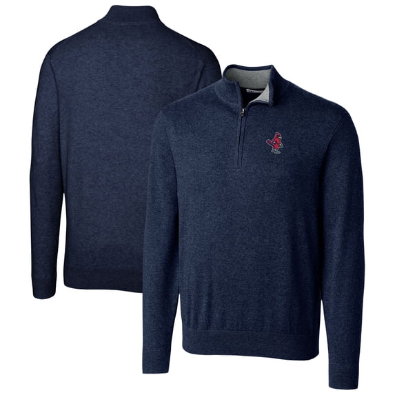 Men's Cutter & Buck Navy Memphis Redbirds Lakemont Tri-Blend Quarter-Zip Pullover Sweater