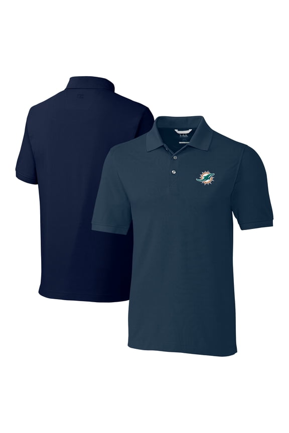 Men's Cutter & Buck Navy Miami Dolphins Advantage Eco Pique Tri-Blend Polo