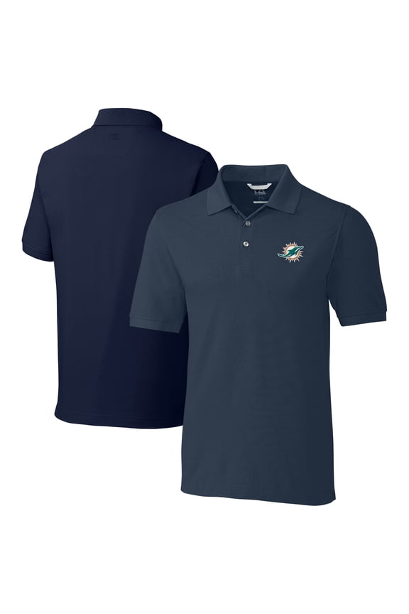 Men's Cutter & Buck Navy Miami Dolphins Big & Tall Advantage Eco Pique DryTec Tri-Blend Polo