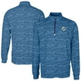 thumbnail image 1 of Men's Cutter & Buck Navy Miami Dolphins  Traverse Camo Print Stretch Quarter-Zip Top, 1 of 3