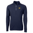 thumbnail image 1 of Men's Cutter & Buck Navy Michigan Wolverines Big & Tall Adapt Eco Knit Quarter-Zip Pullover Jacket, 1 of 1