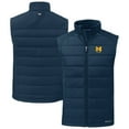 thumbnail image 1 of Men's Cutter & Buck Navy Michigan Wolverines Evoke Hybrid Eco Softshell Recycled Full-Zip Vest, 1 of 3