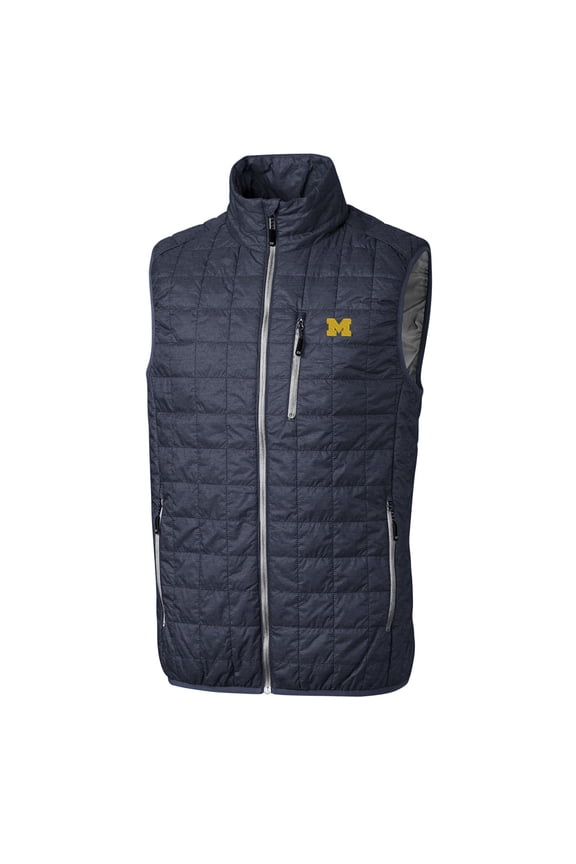Men's Cutter & Buck Navy Michigan Wolverines Rainier Full-Zip Vest
