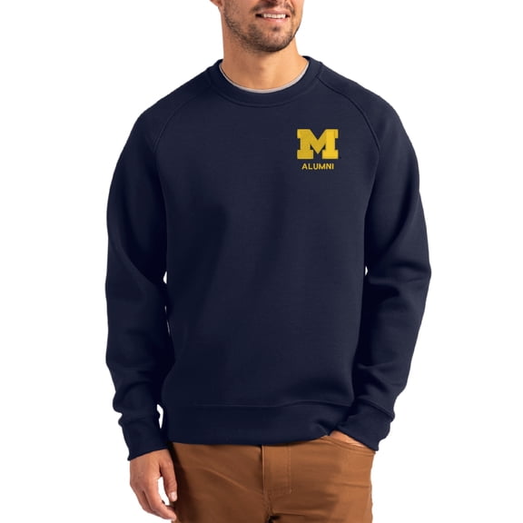 Men's Cutter & Buck Navy Michigan Wolverines Roam Recycled Pullover