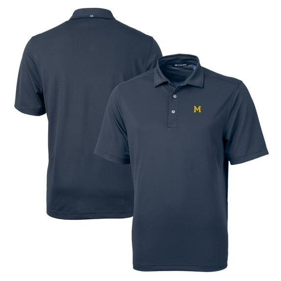 Men's Cutter & Buck Navy Michigan Wolverines Team Big & Tall Virtue Eco Pique Recycled Polo