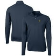 thumbnail image 1 of Men's Cutter & Buck Navy Michigan Wolverines Team Big & Tall Virtue Eco Pique Recycled Quarter-Zip Pullover Top, 1 of 3