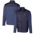 thumbnail image 1 of Men's Cutter & Buck Navy Michigan Wolverines Vault Big & Tall Stealth Hybrid Quilted Full-Zip Windbreaker Jacket, 1 of 3