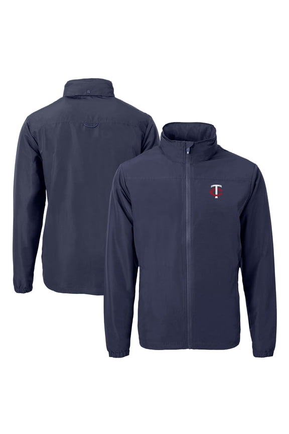 Men's Cutter & Buck Navy Minnesota Twins Big & Tall Charter Eco Recycled Full-Zip Jacket